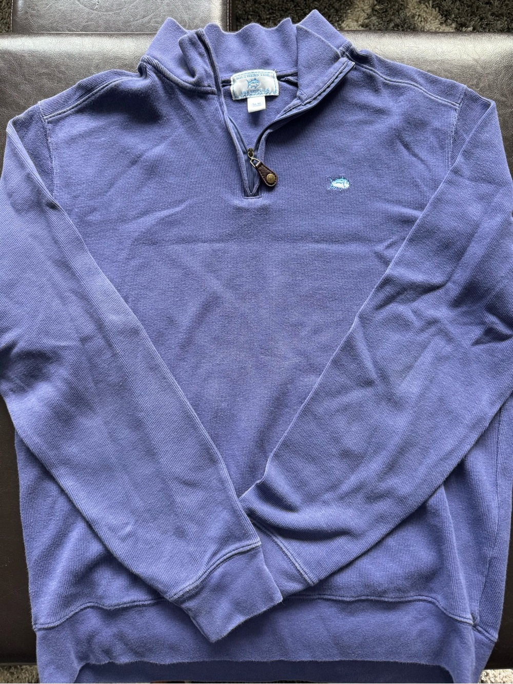 Southern Tide Men's Navy Blue V‑Neck Quarter‑Zip Sweater